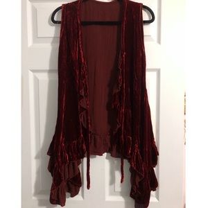 Oxblood Crushed Velvet Vest